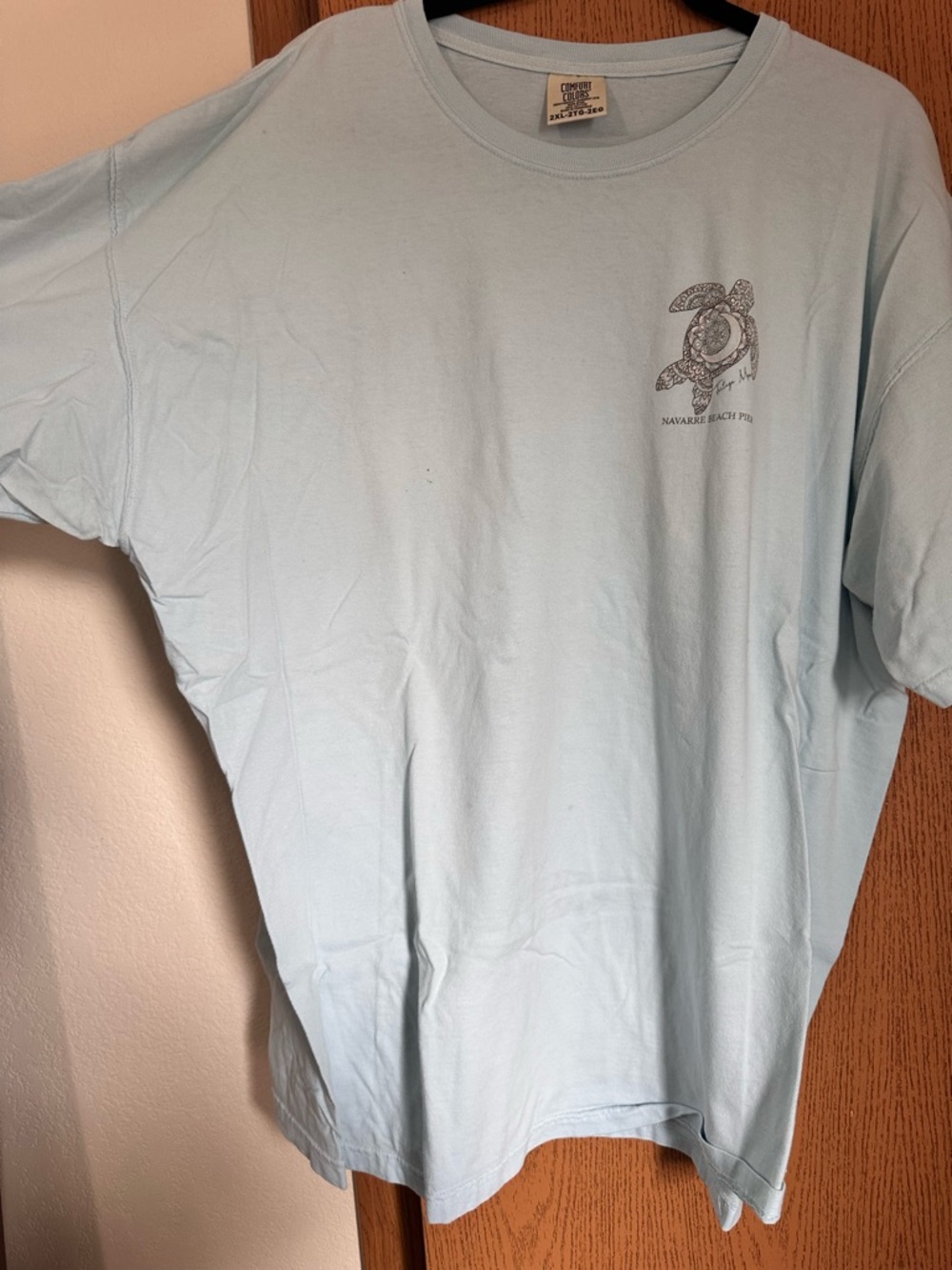 Comfort Colors Light Blue Short Sleeve Tee with Turtle Pocket Graphic